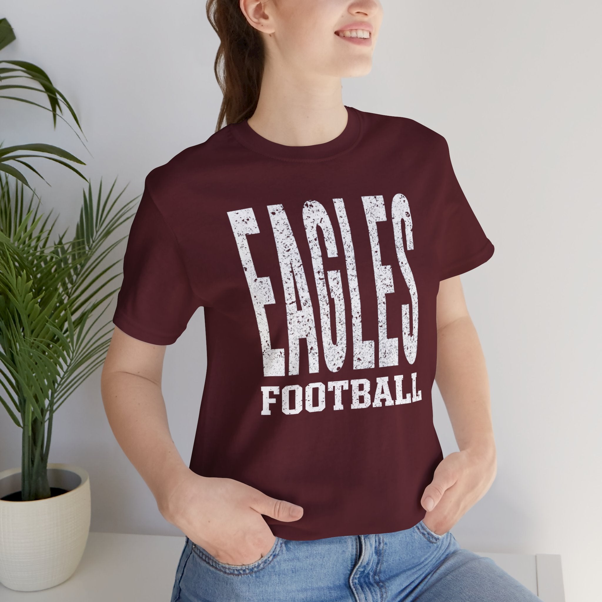 Adult Unisex New Albany Football Distressed Enlarged Graphic Short Sleeve Soft Tee