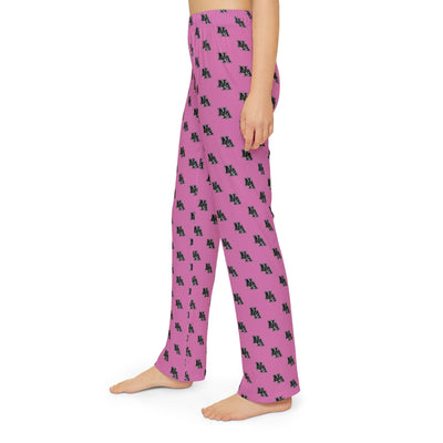 Youth Pajama Pant in Pink with Allover Classic Black Logo Print - PINK OCTOBER