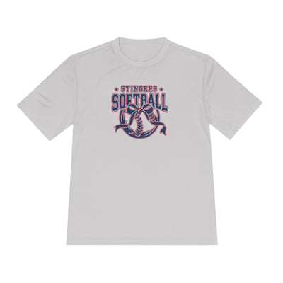 Adult Unisex Stingers Softball Spirit Bow Graphic Sport-Tek Competitor Performance Tee