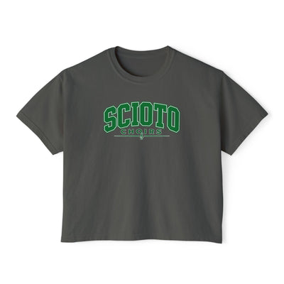 Women's Dublin Scioto Choirs Varsity Block Letter Graphic Boxy Crop Short Sleeve Tee