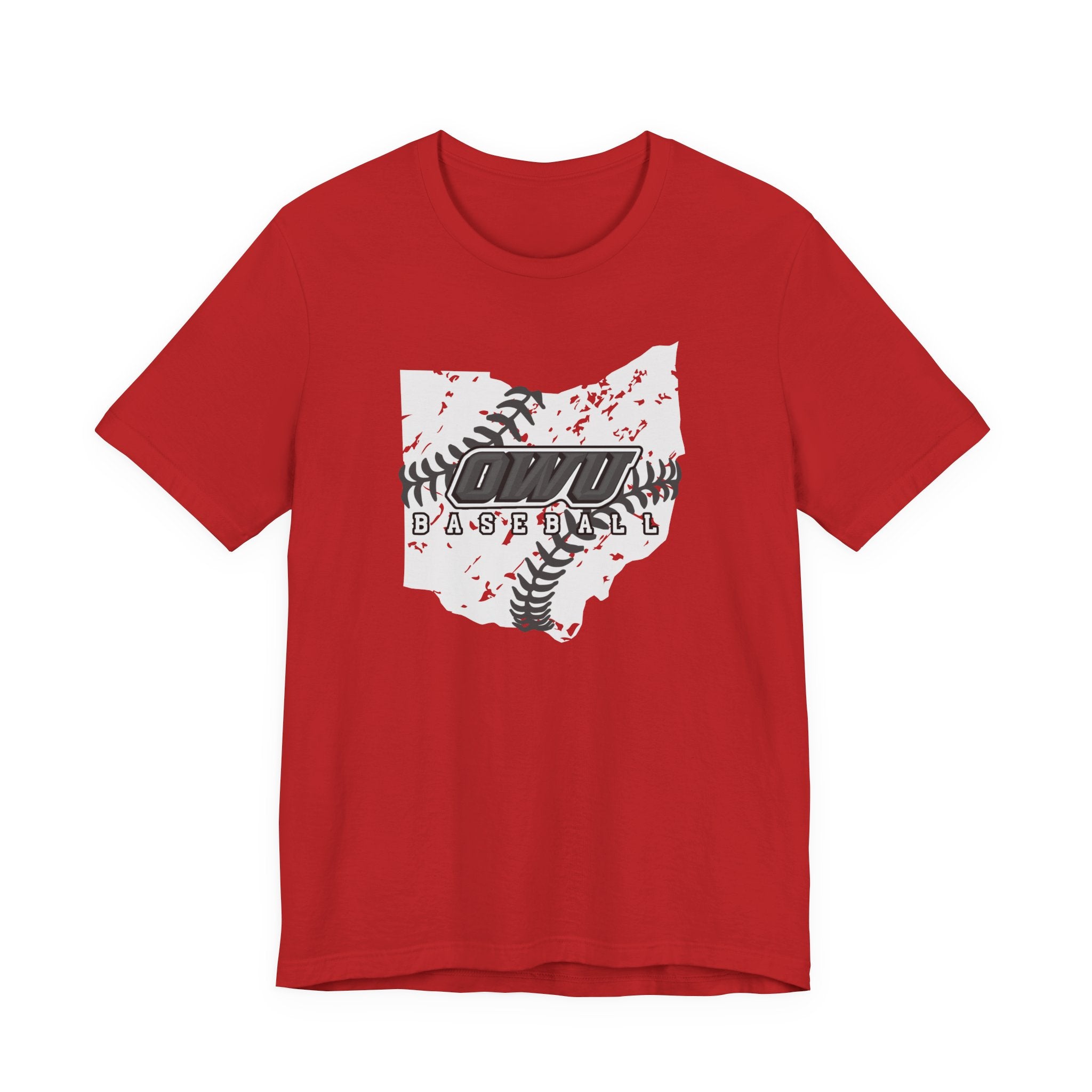 Adult Unisex OWU Baseball Stitches Distressed Ohio Graphic Short Sleeve Soft Tee