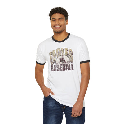 Adult Unisex New Albany Eagles Distressed Dugout Graphic Short Sleeve Ringer Tee