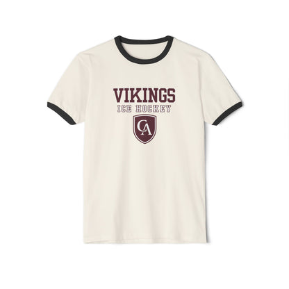Adult Unisex Columbus Academy Vikings Ice Hockey Graphic Short Sleeve Ringer Tee