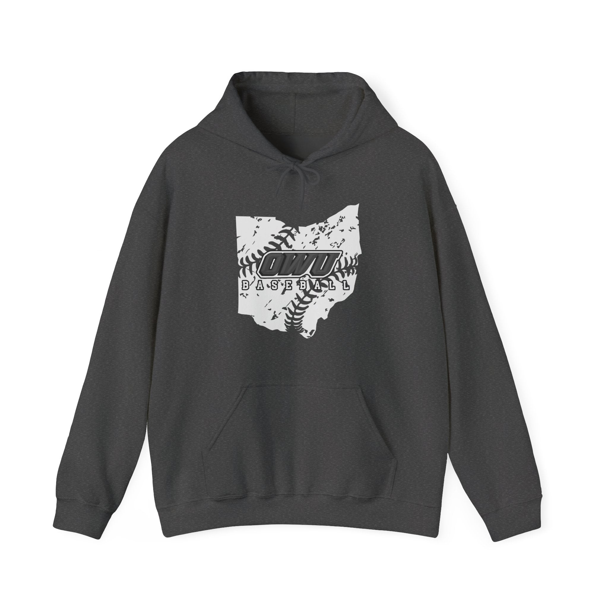 Adult Unisex OWU Baseball Stitches Distressed Ohio Graphic Hoodie