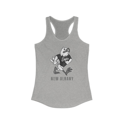 Women's New Albany Black and White Vintage Fighting Eagle Graphic Racerback Tank
