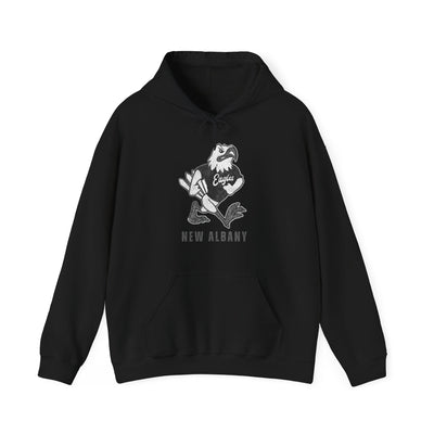 Adult Unisex New Albany Black and White Vintage Fighting Eagle Graphic Hoodie