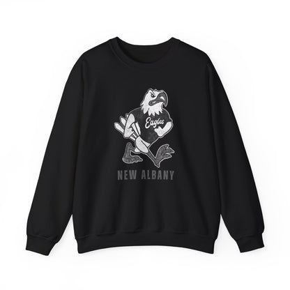 Adult Unisex New Albany Black and White Vintage Fighting Eagle Graphic Sweatshirt