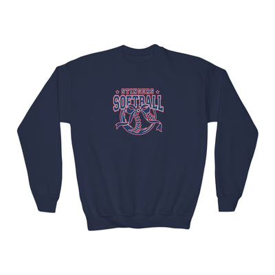 Youth Stingers Softball Spirit Bow Graphic Gildan Heavy Blend Sweatshirt