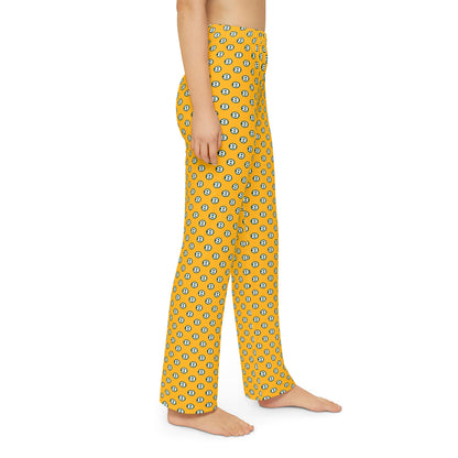 Youth Gold Pajama Pants with Allover Brooke Logo Print
