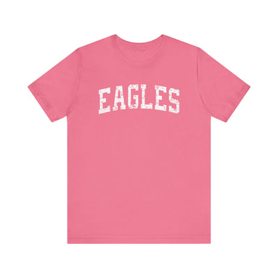 Adult Unisex Distressed Eagles Graphic Short Sleeve Soft Tee - PINK OCTOBER