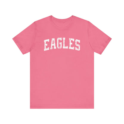 Adult Unisex Distressed Eagles Graphic Short Sleeve Soft Tee - PINK OCTOBER