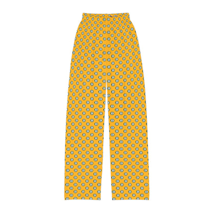 Youth Gold Pajama Pants with Allover Brooke Logo Print