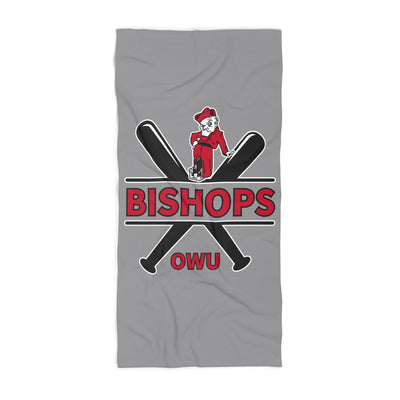 Bishops Baseball Crossbat Graphic Beach Towel - Ohio Wesleyan University