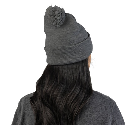 New Albany Pom Pom Knit Hat with Embroidered Black Classic Logo