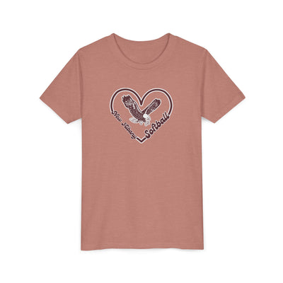 Youth Eagles Softball Heart Graphic Short Sleeve Soft Tee