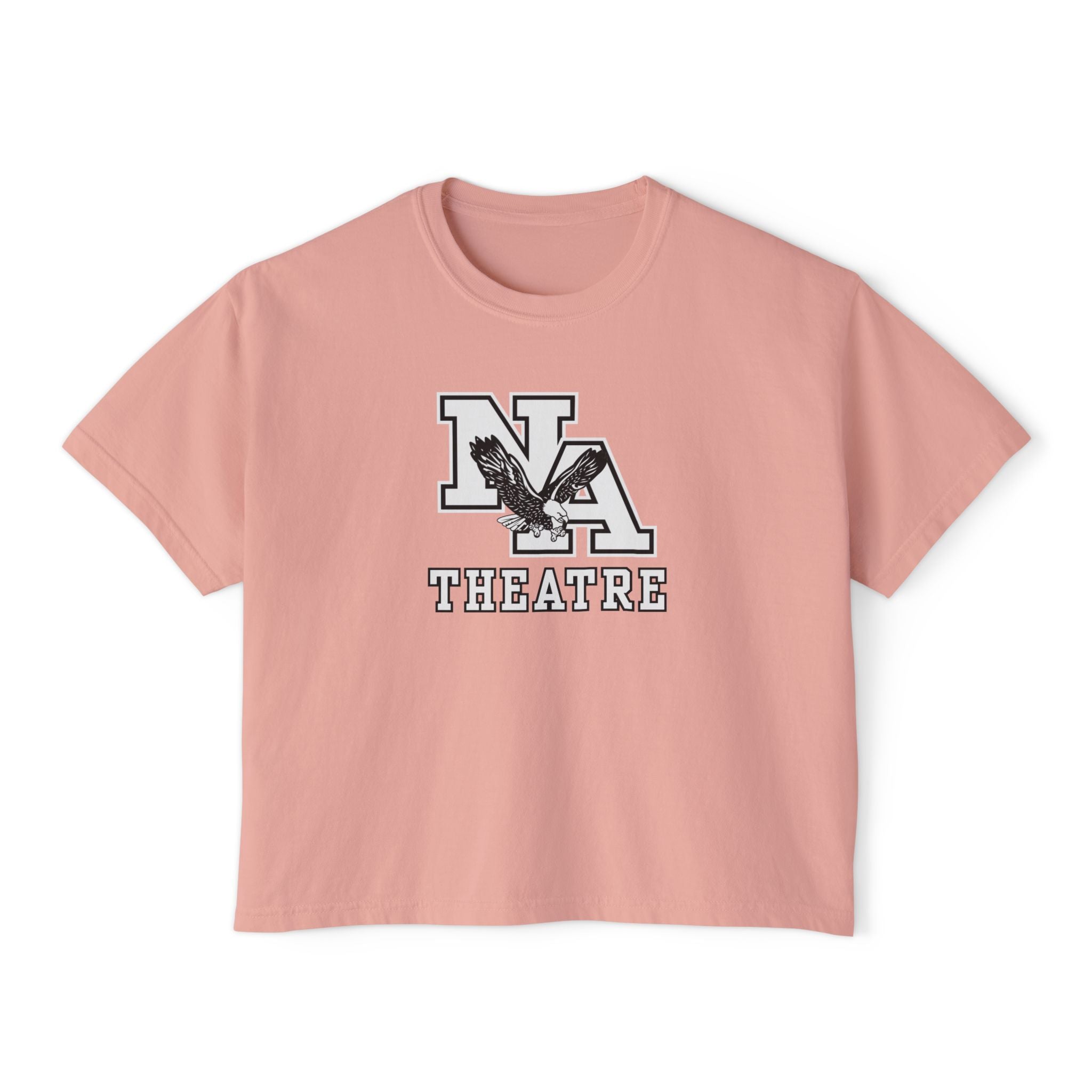 Women's White/Black Classic NA Theatre Logo Graphic Boxy Crop Short Sleeve Tee