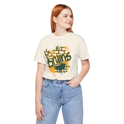 Adult Unisex Bruins Spray Painted Spirit Graphic Short Sleeve Soft Tee