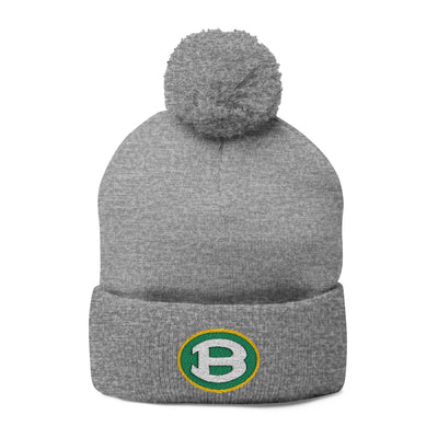 Pom Pom Knit Hat with Embroidered Classic Brooke Logo