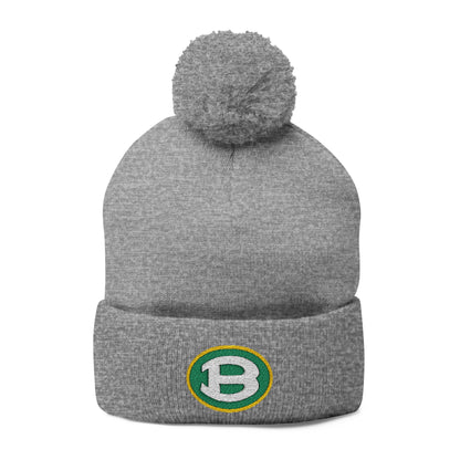 Pom Pom Knit Hat with Embroidered Classic Brooke Logo