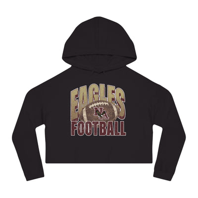 Women's New Albany First-Down Distressed Football Graphic Crop Hoodie