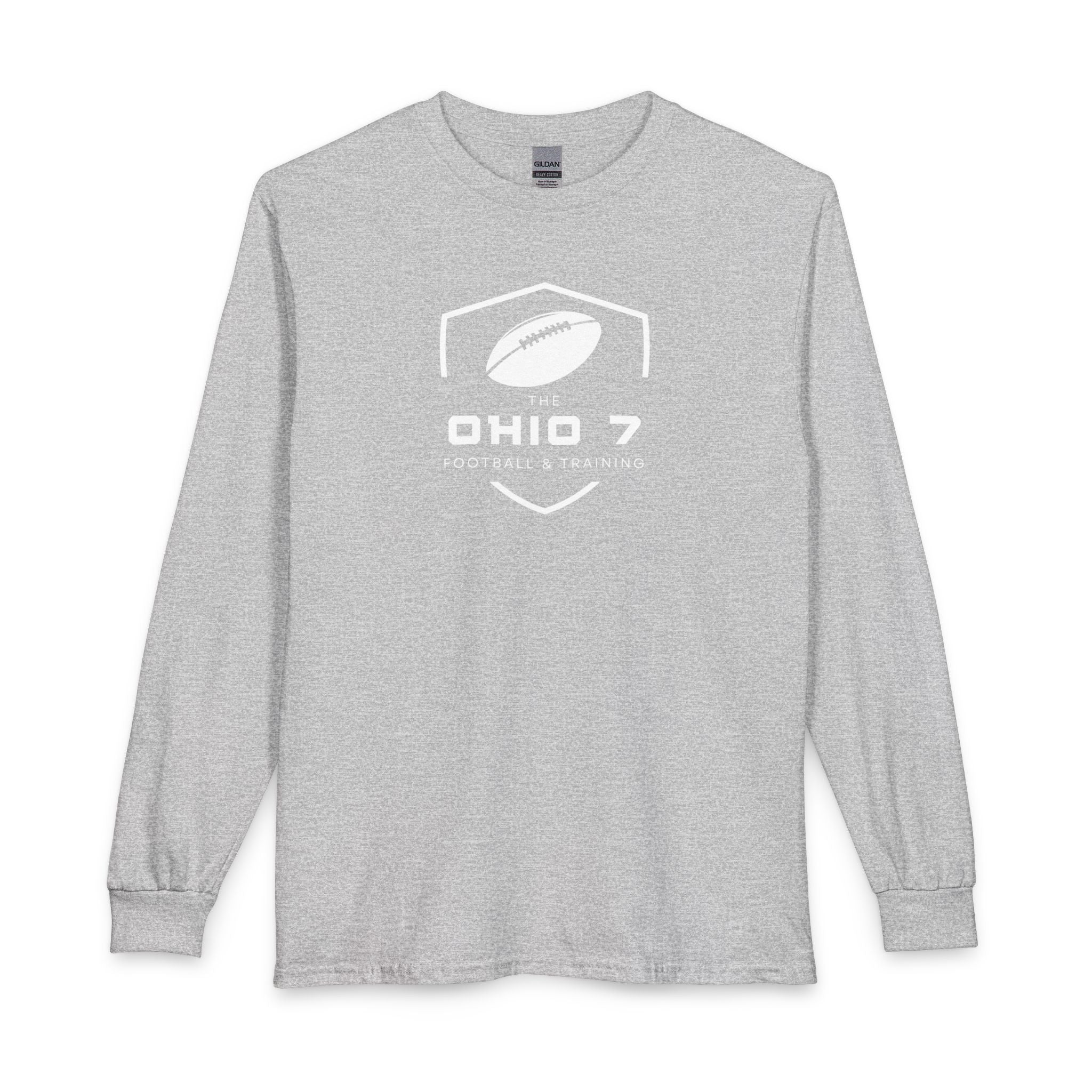 Adult Unisex The Ohio 7 White Logo Long Sleeve Gildan Tee