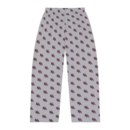 Men's Pajama Pant in Grey with Allover Classic Maroon Logo Print