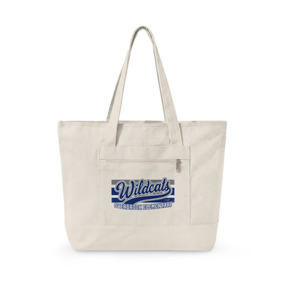 Overbrook Elementary Wildcats Vintage Distressed Spirit Graphic Zippered Canvas Tote
