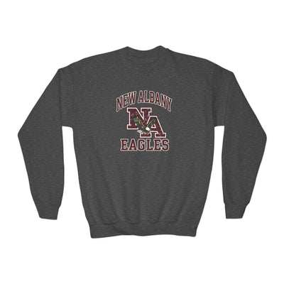 Youth New Albany Vintage Vibes Football Logo Graphic Gildan Heavy Blend Sweatshirt