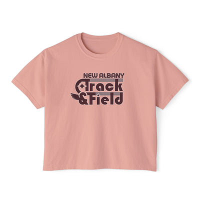 Women's Retro Track and Field Boxy Crop Short Sleeve Graphic Tee