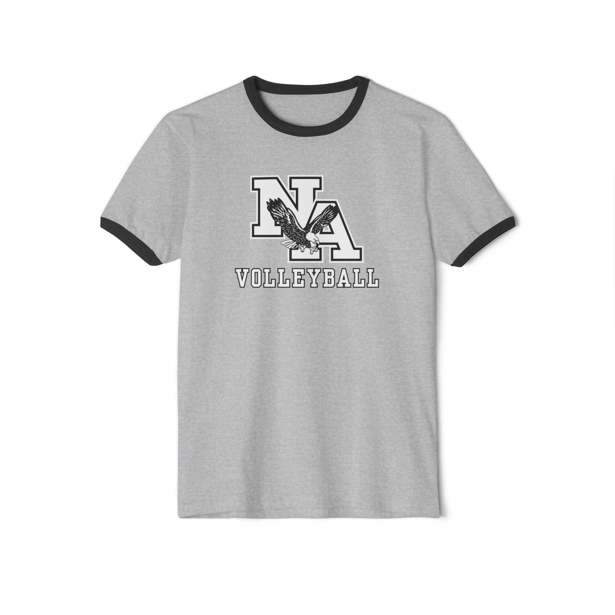 Adult Unisex New Albany Volleyball Classic White and Black Logo Graphic Short Sleeve Ringer Tee