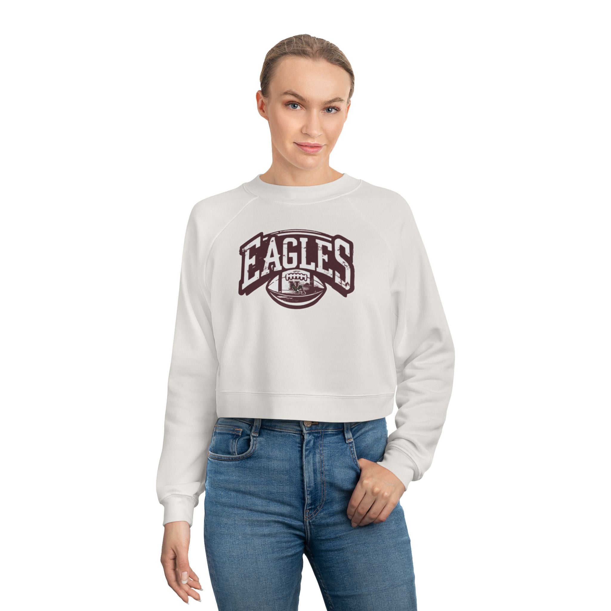 Women's Eagles Football Motion Graphic Cropped Fleece Sweatshirt