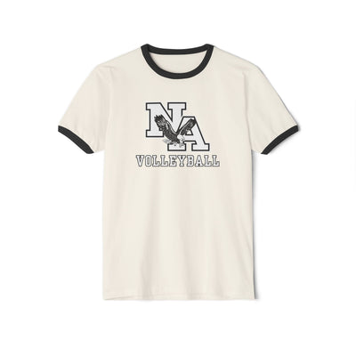 Adult Unisex New Albany Volleyball Classic White and Black Logo Graphic Short Sleeve Ringer Tee
