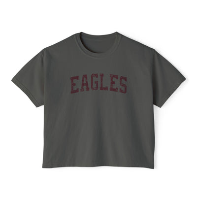 Women's Vintage Distressed Eagles Boxy Crop Short Sleeve Graphic Tee