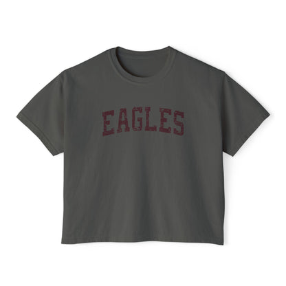 Women's Vintage Distressed Eagles Boxy Crop Short Sleeve Graphic Tee