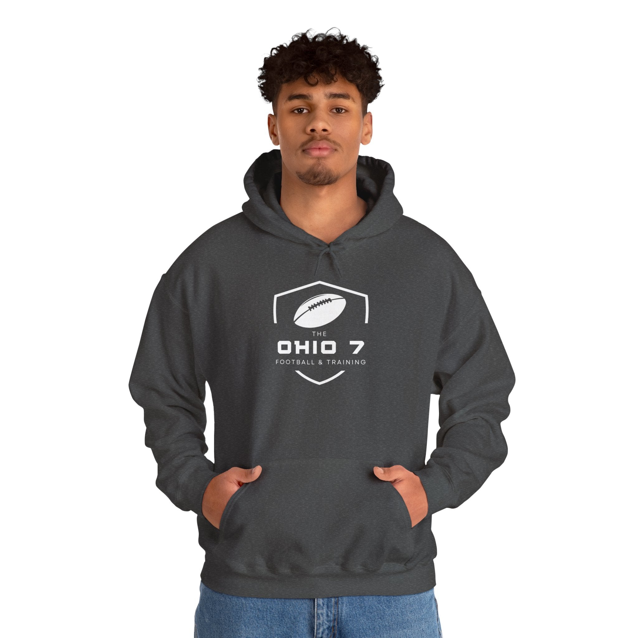 Adult Unisex The Ohio 7 White Logo Gildan Heavy Blend Hoodie