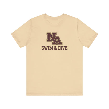 Adult Unisex Swim & Dive Classic Logo with Word Pool Back Graphic Soft Short Sleeve Tee