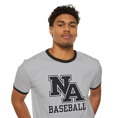 Adult Unisex Classic Black Logo Baseball Graphic Short Sleeve Ringer Tee