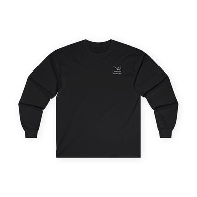 Adult Unisex Ultra Cotton Long Sleeve Tee - White Notre Dame Village Jennings Logo