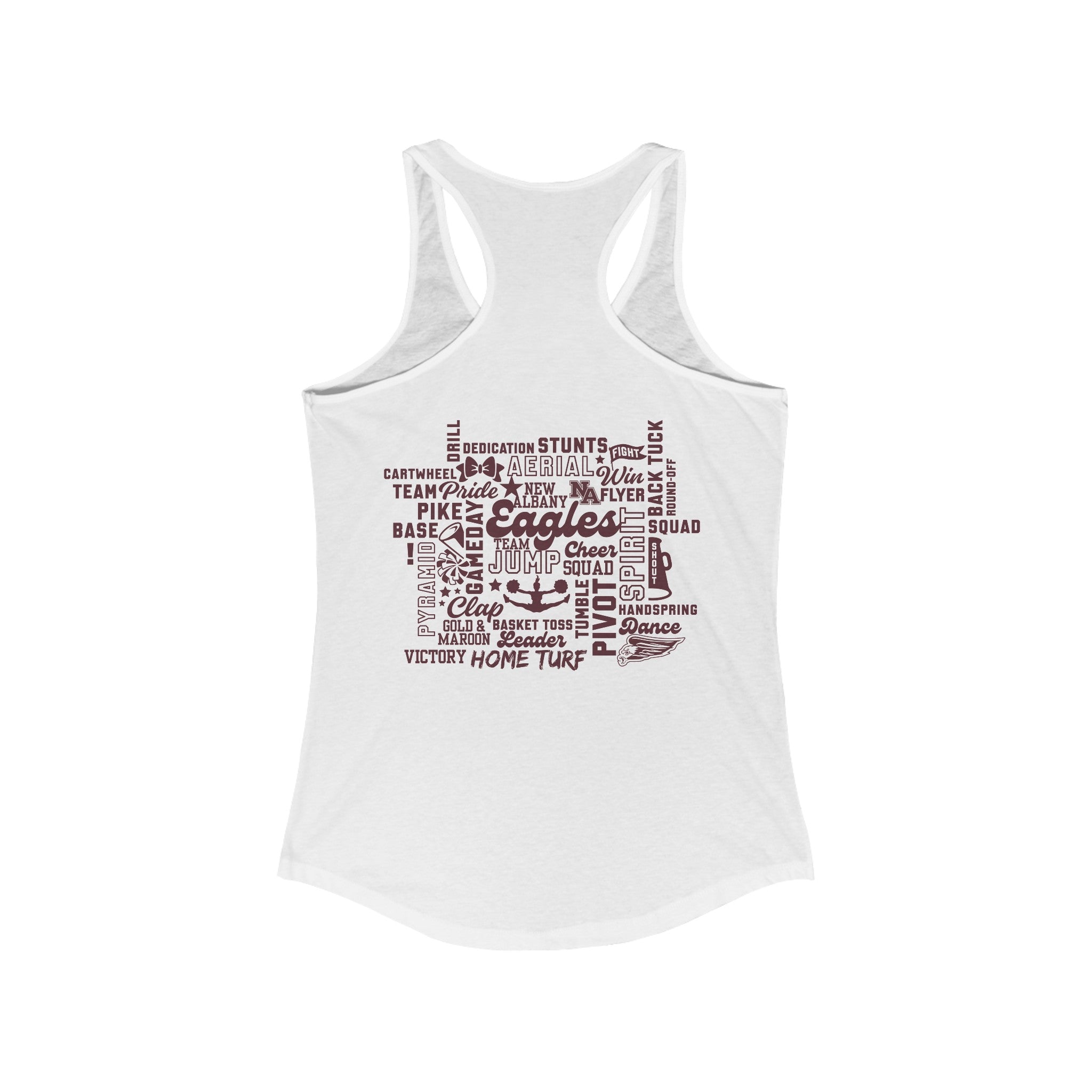 Women's Cheer Words with Back Graphic Racerback Tank - New Albany Eagles