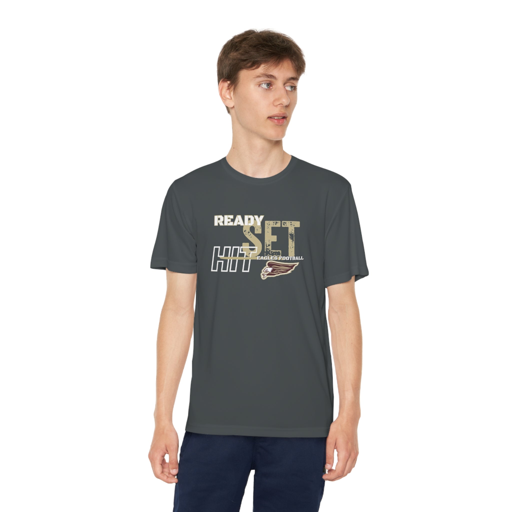 Youth Performance Ready Set Hit Football Short Sleeve Graphic Tee