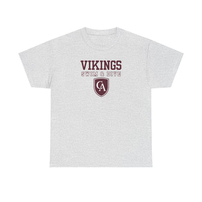 Adult Unisex Columbus Academy Vikings Swim & Dive Graphic Short Sleeve Gildan Heavy Tee