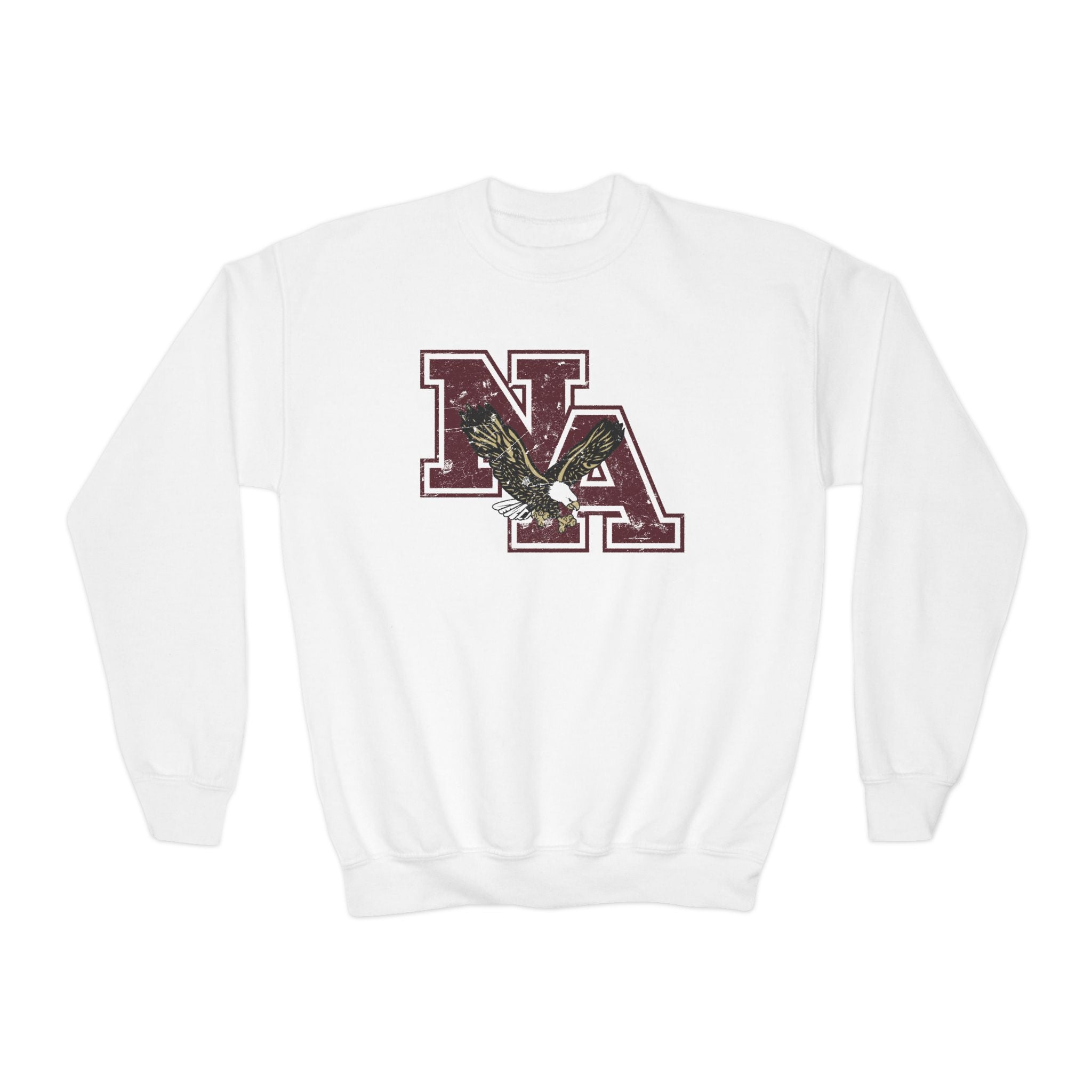 Youth Maroon Vintage Distressed Logo Graphic Sweatshirt