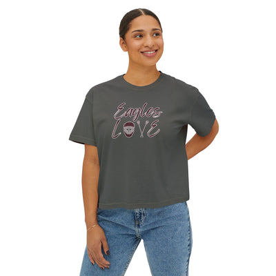 Women's Eagles Lacrosse Love Graphic Boxy Crop Short Sleeve Tee