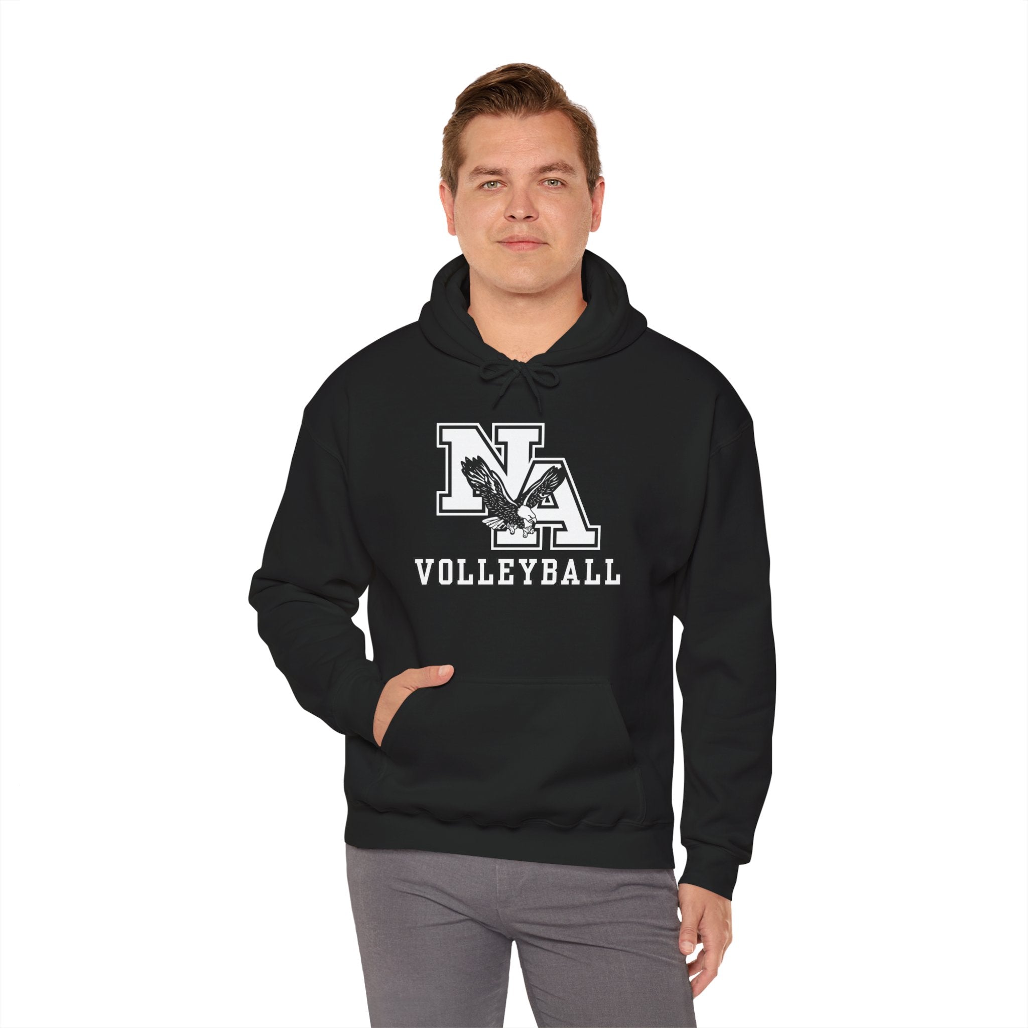 Adult Unisex New Albany Volleyball Classic White and Black Logo Graphic Hoodie