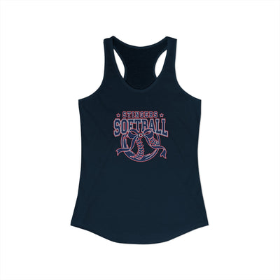 Women's Stingers Softball Spirit Bow Graphic Next Level Racerback Tank