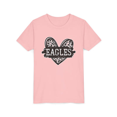 Youth Eagles Animal Print Heart Graphic Short Sleeve Soft Tee