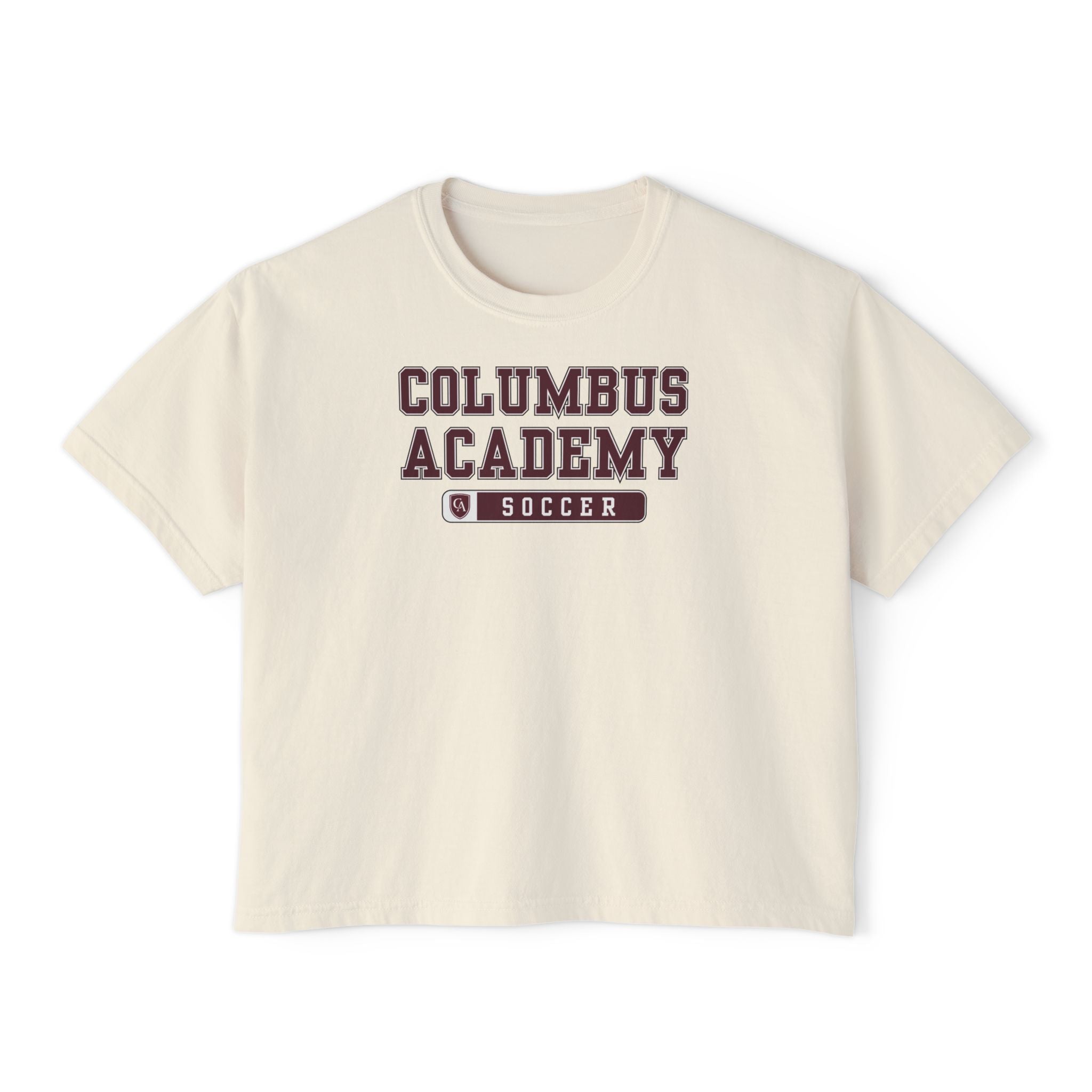 Women's Columbus Academy Soccer Graphic Boxy Crop Short Sleeve Tee