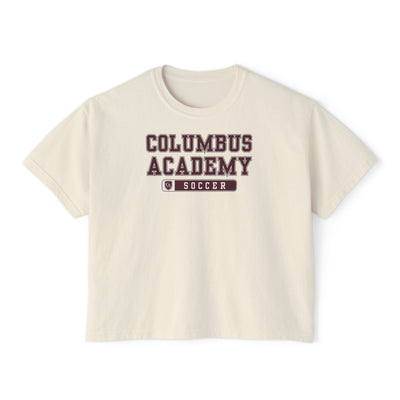 Women's Columbus Academy Soccer Graphic Boxy Crop Short Sleeve Tee