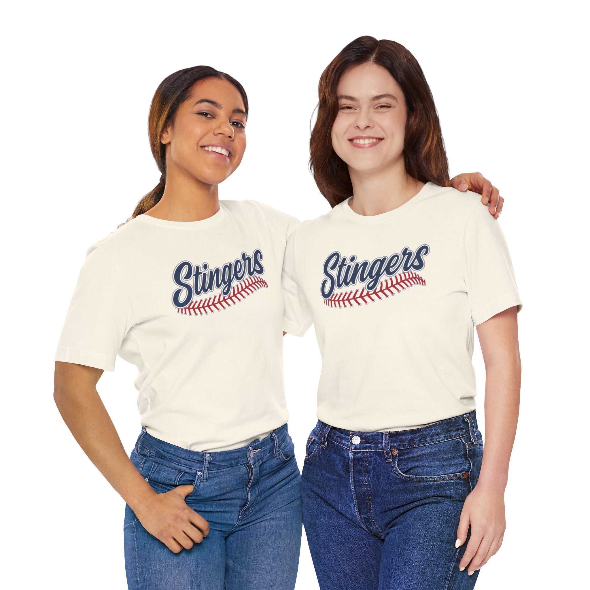 Adult Unisex Stingers Softball Stitches Graphic Short Sleeve Bella + Canvas Soft Tee