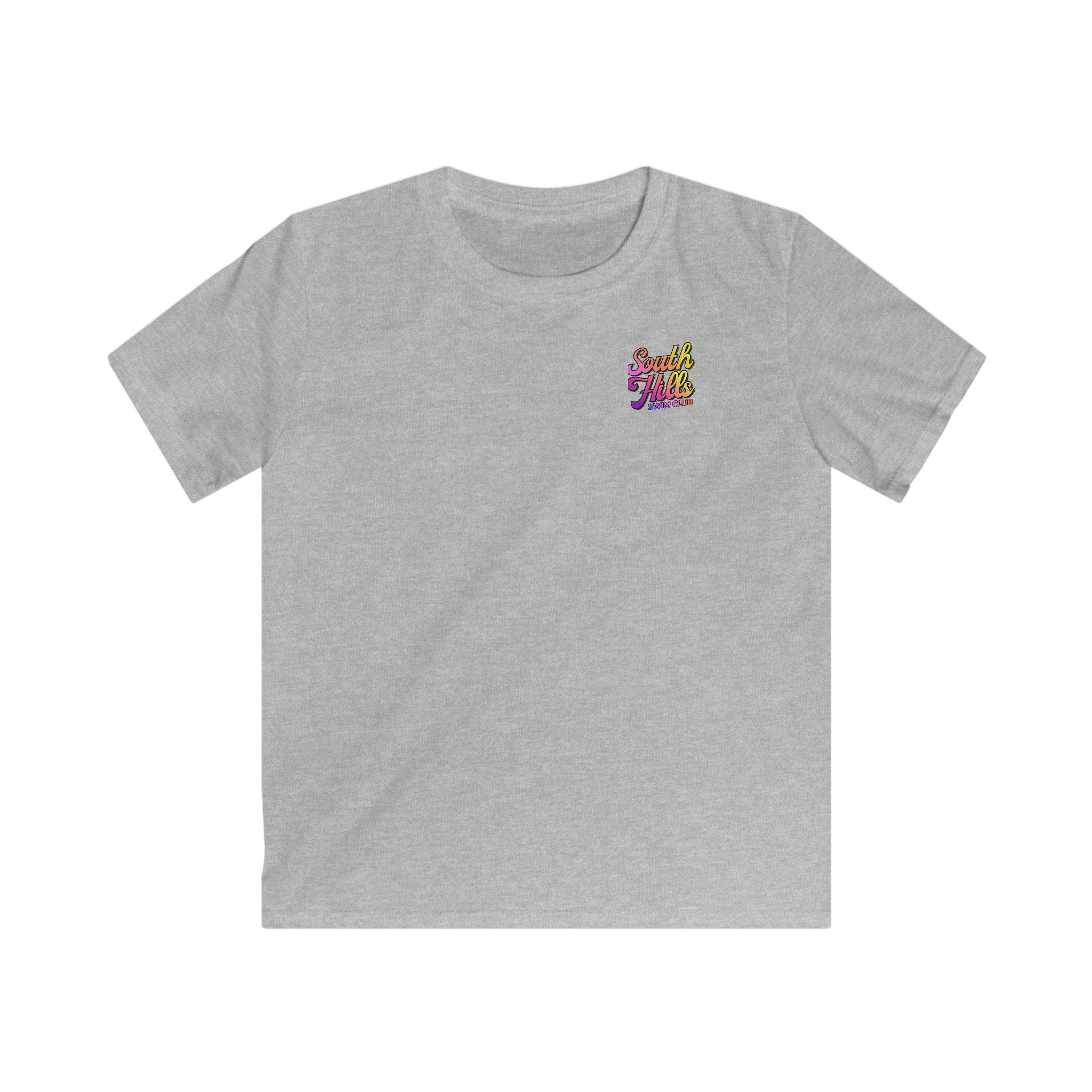 Youth South Hills Swim Club Sunset Script Graphic Short Sleeve Gildan Softstyle Tee